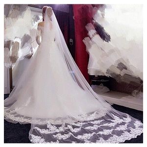 Long One Tier Cathedral Wedding Bridal Veil Lace